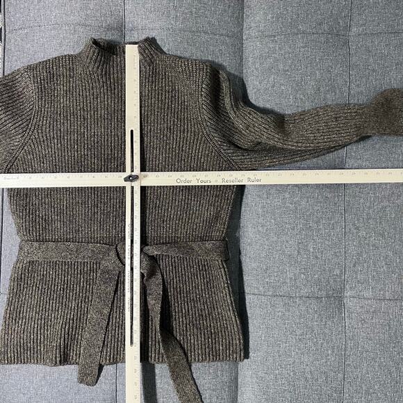 Antonio Melani XL Green Brown‎ Puff Sleeve Rib Knit Waist Tie Bow - Picture 7 of 8